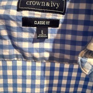 Crown & Ivy Classic Fit Blue Checkered Shirt